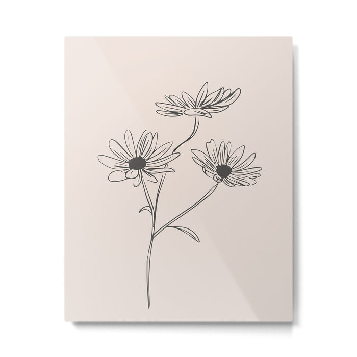 Minimal Line Art Flowers 6 Metal Print Gallery Image 1