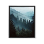 Misty Pine Forest Framed Canvas Print Gallery Image 6