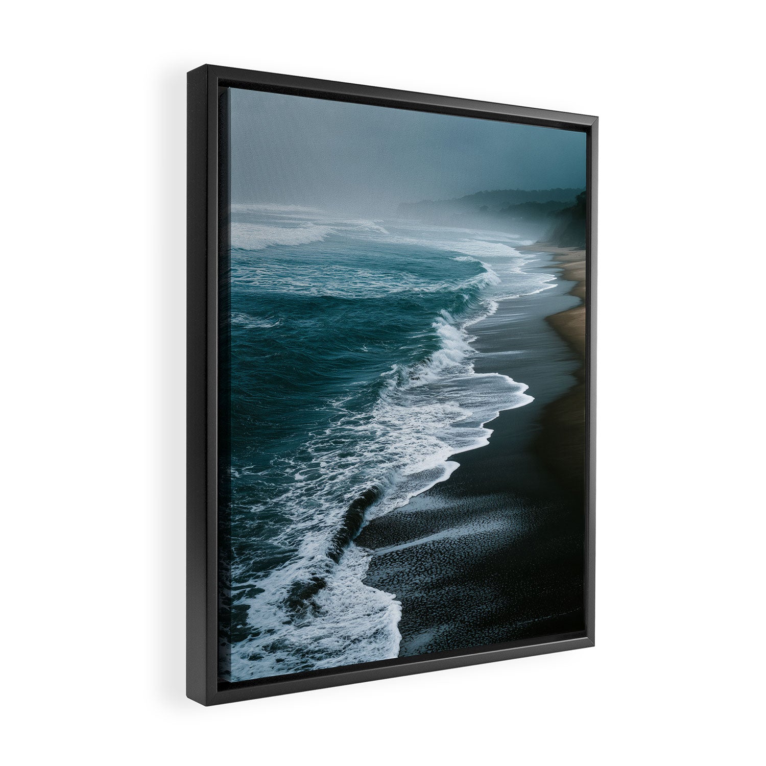 Misty Shoreline - Moody Ocean Photography Print Framed Canvas Print Gallery Image 2