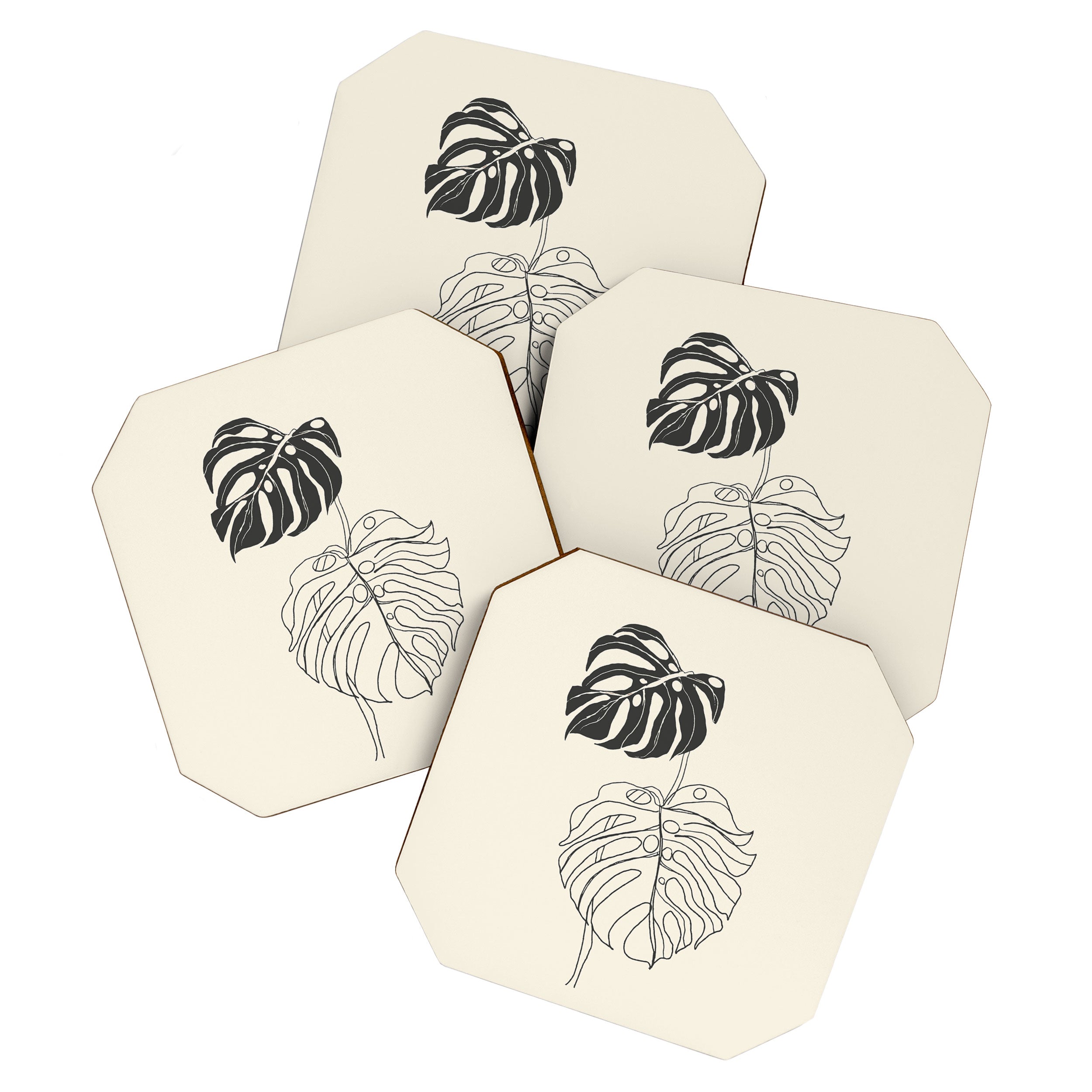 Monstera Leaf Drawing Coaster Gallery Image 1