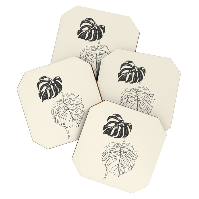 Monstera Leaf Drawing Coaster Gallery Image 1