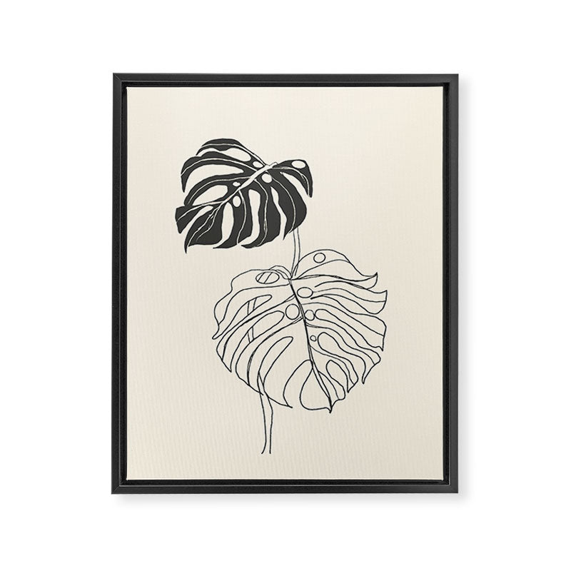Monstera Leaf Drawing Framed Canvas Print Gallery Image 6