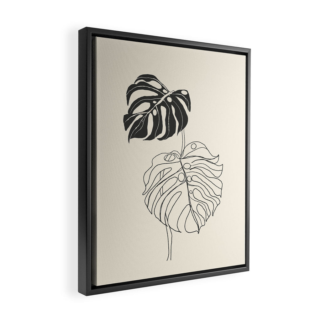 Monstera Leaf Drawing Framed Canvas Print Gallery Image 2