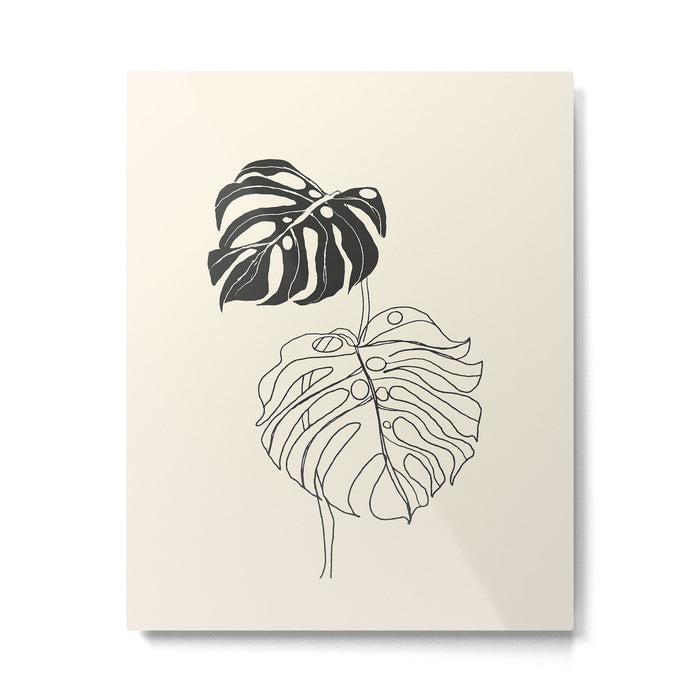 Monstera Leaf Drawing Metal Print Gallery Image 1