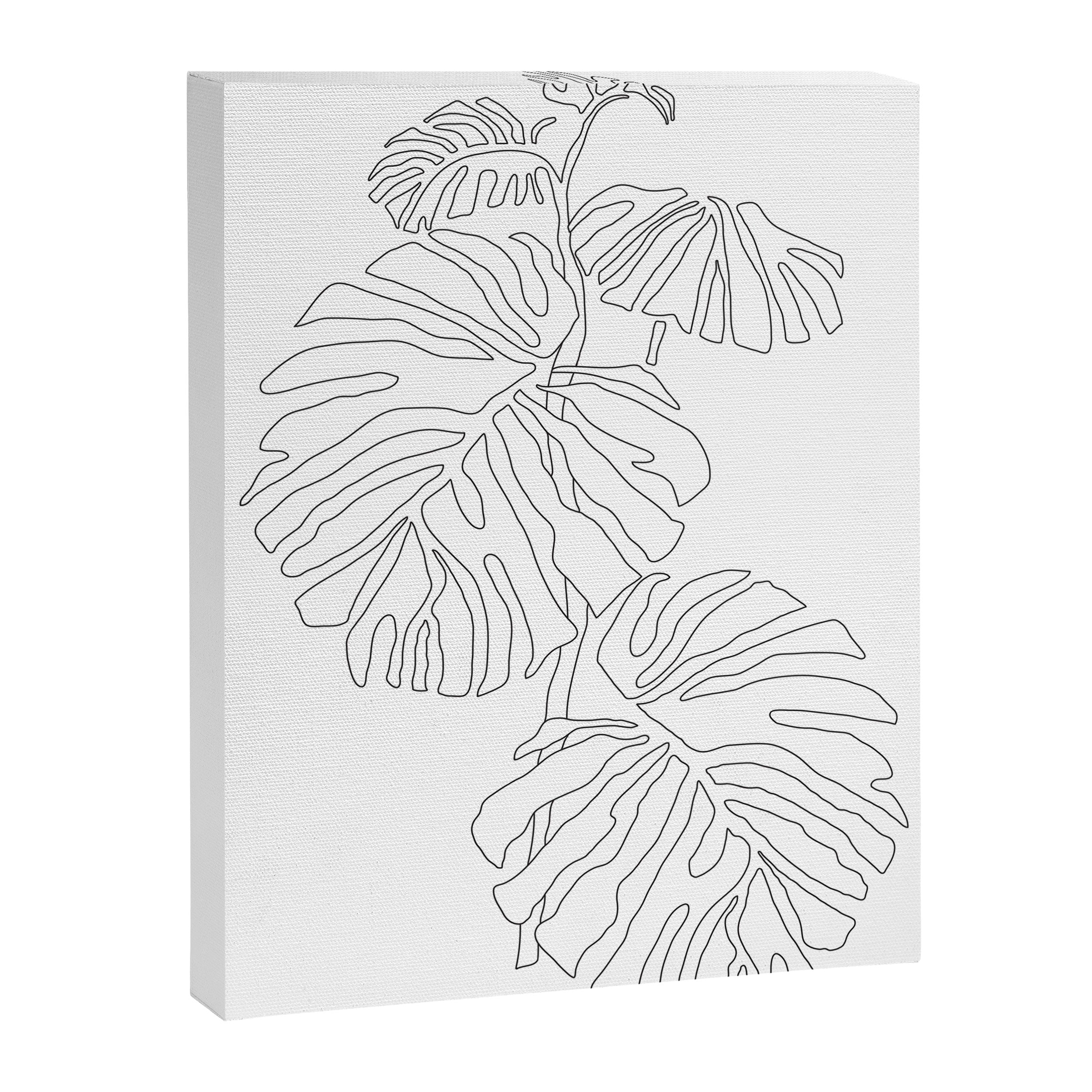 Monstera Leaf Line Drawing Canvas Print Gallery Image 6