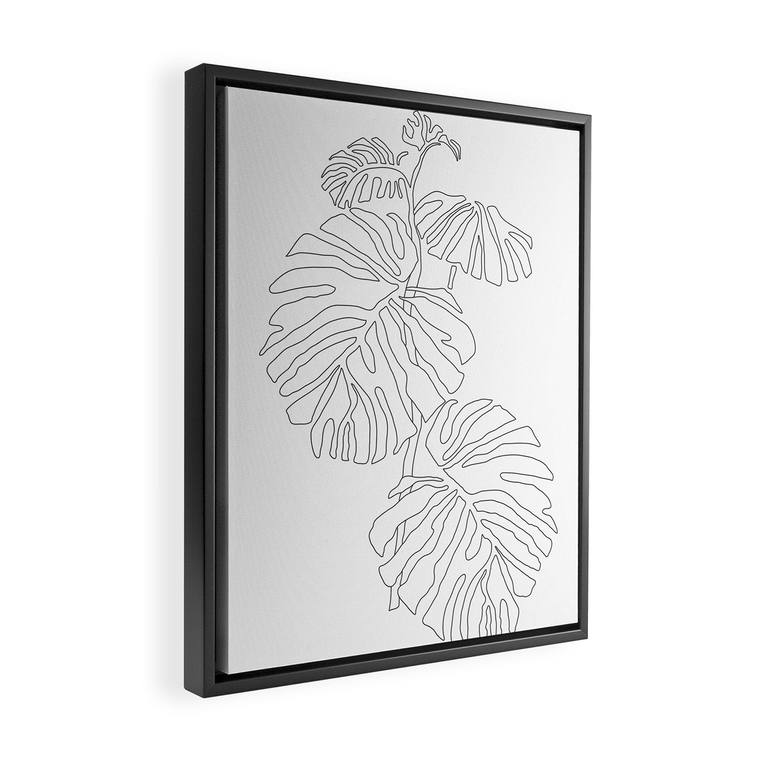 Monstera Leaf Line Drawing Framed Canvas Print Gallery Image 2