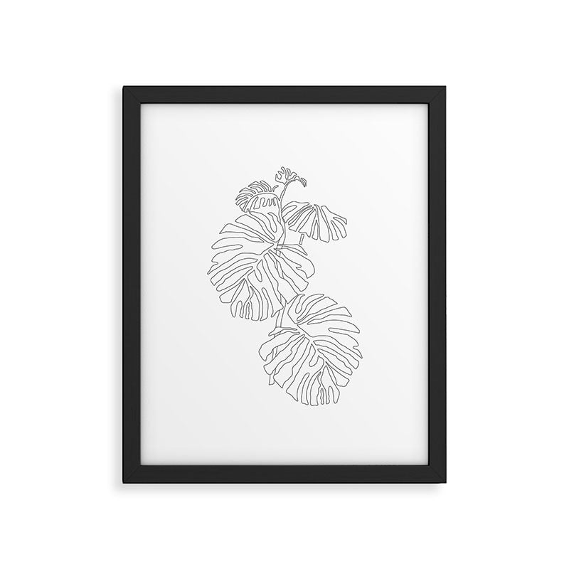 Monstera Leaf Line Drawing Framed Art Print Gallery Image 5