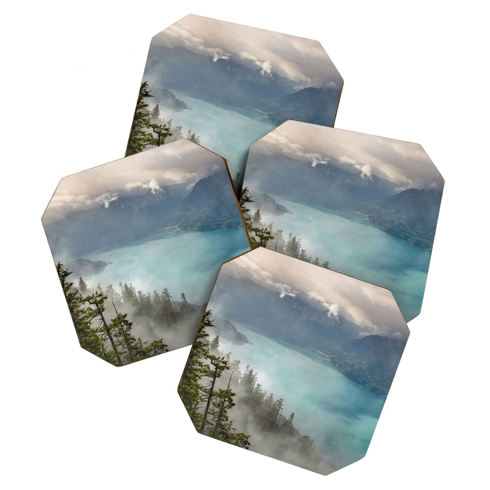 Morning sunshine over the clear mountain blue lake Coaster Gallery Image 1