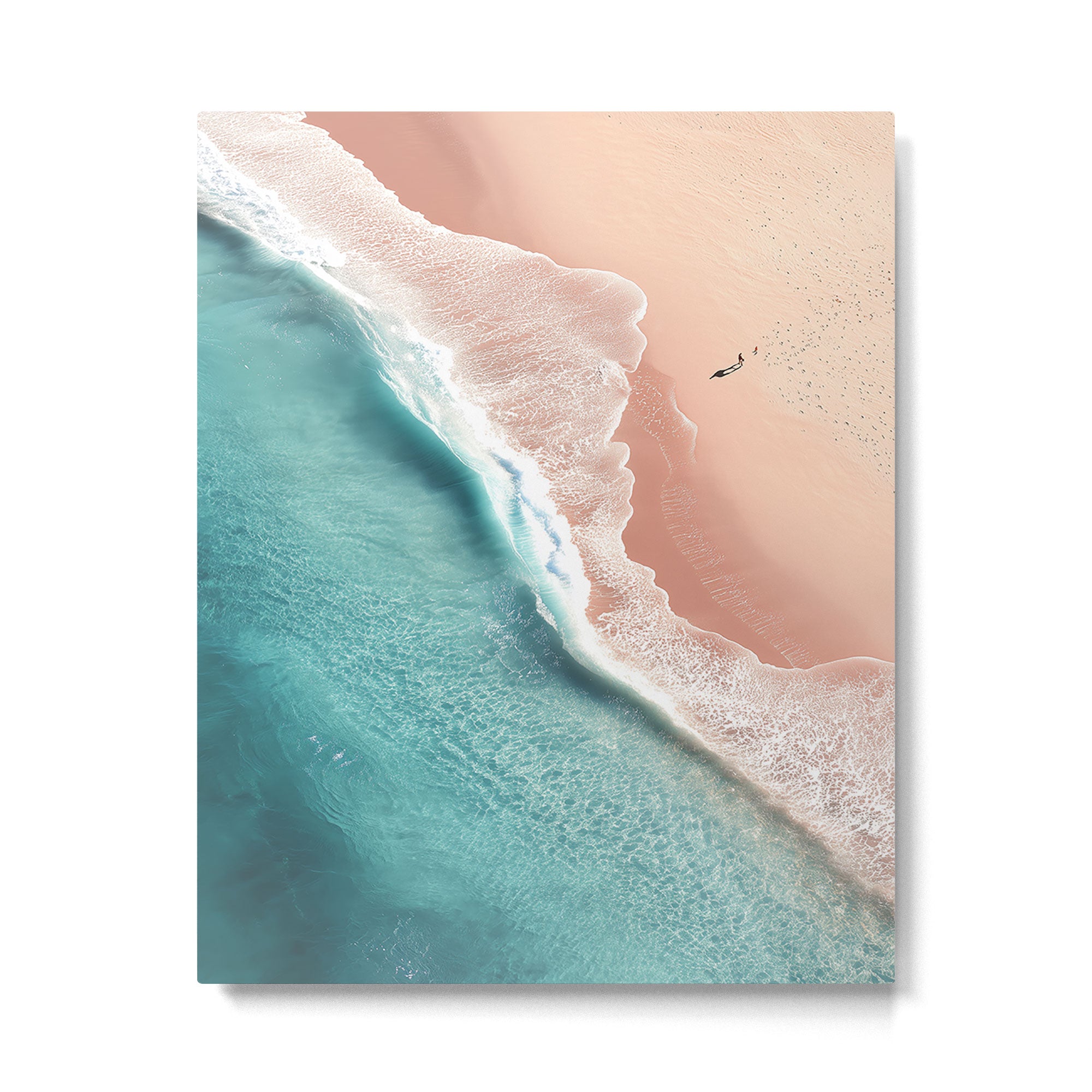 Pastel Coastline - Aerial View of Turquoise Sea and Blush Sand Metal Print Gallery Image 4