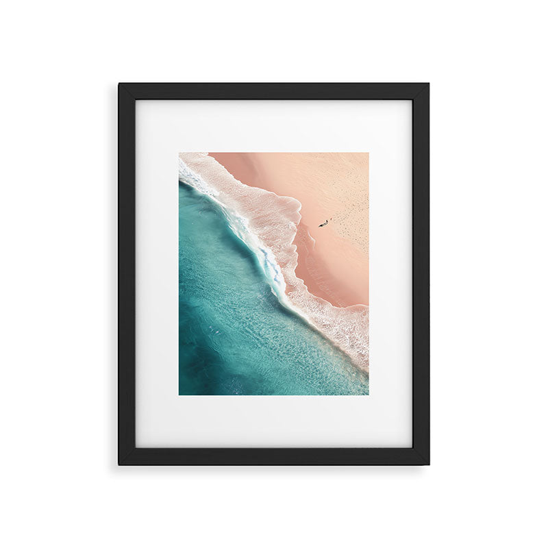 Pastel Coastline - Aerial View of Turquoise Sea and Blush Sand Framed Art Print Gallery Image 5