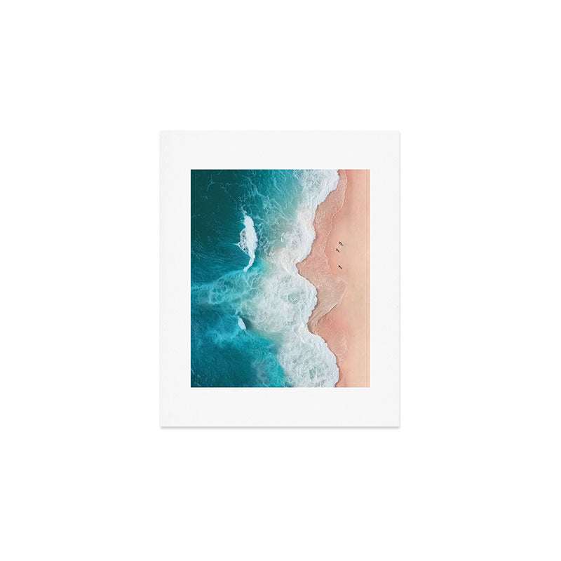 Peach Sand and Blue Sea - Coastal Aerial Photography Art Print Gallery Image 1
