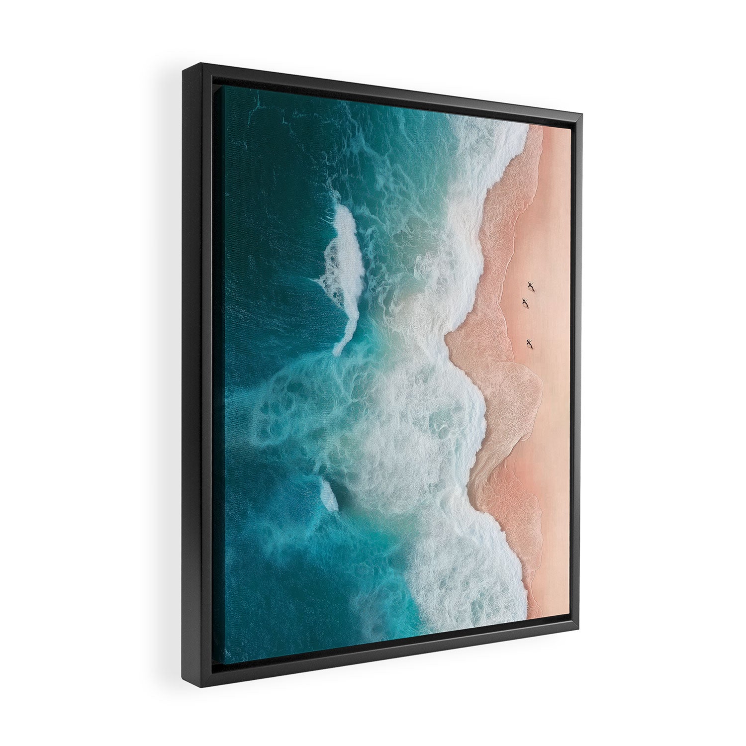 Peach Sand and Blue Sea - Coastal Aerial Photography Framed Canvas Print Gallery Image 2