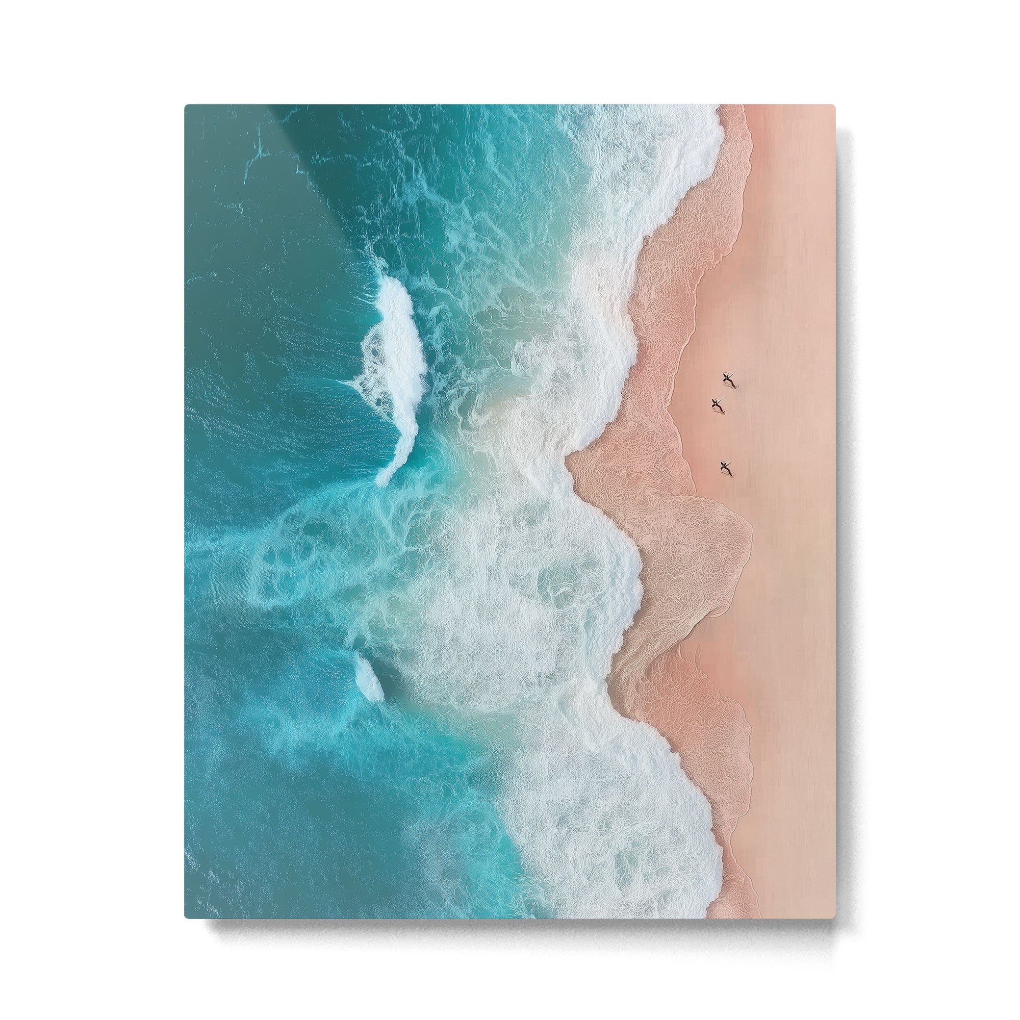 Peach Sand and Blue Sea - Coastal Aerial Photography Metal Print Gallery Image 4