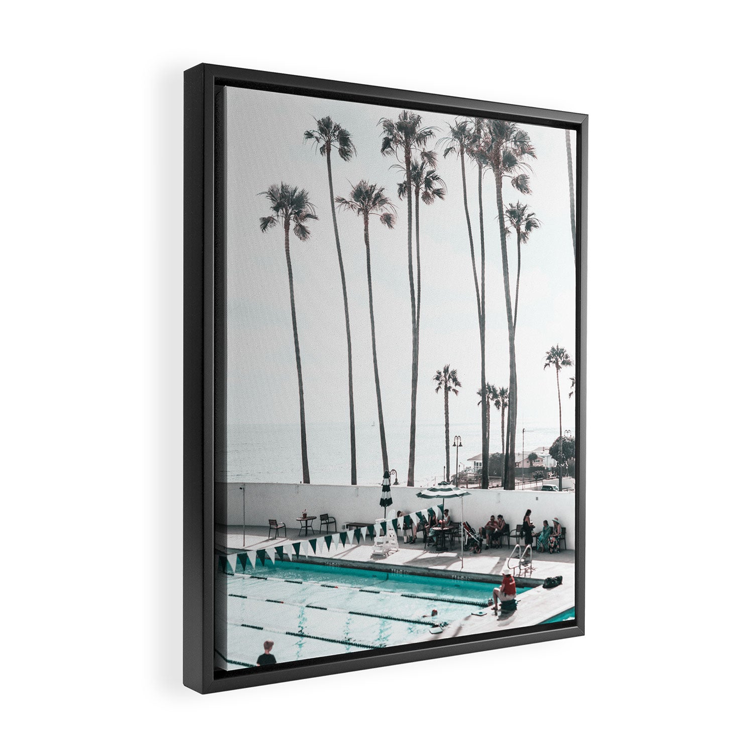 Pool and Palm Trees Framed Canvas Print Gallery Image 2