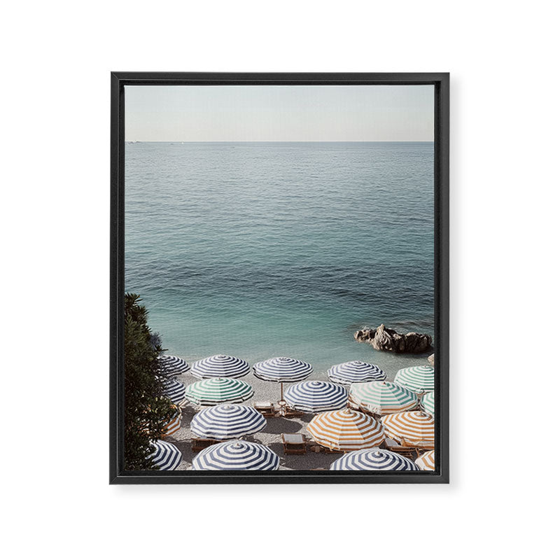 Seaside Patterns - Pastel Umbrella Coastal Print Framed Canvas Print Gallery Image 6