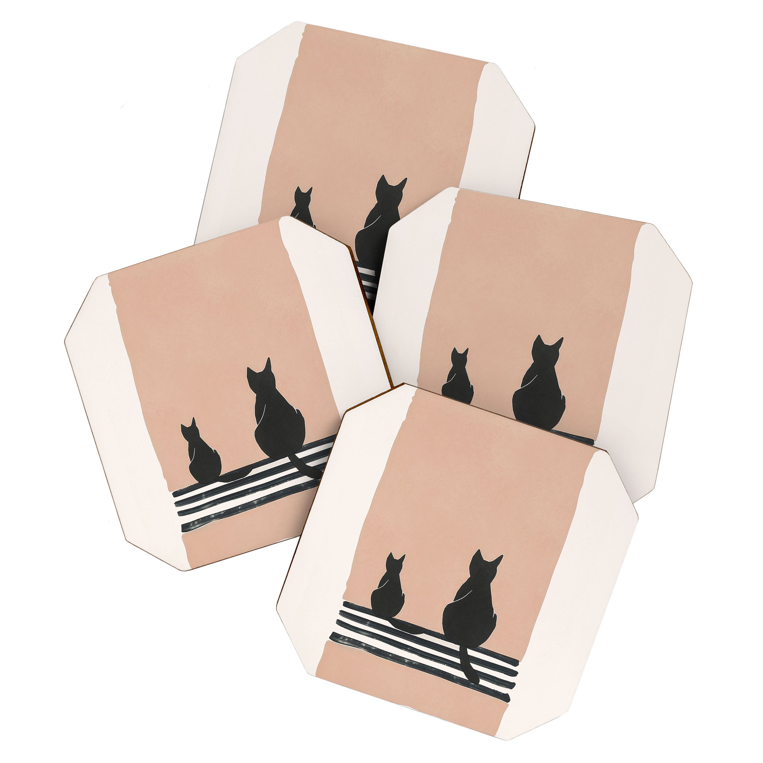 Sitting Cats Abstract Coaster Gallery Image 1