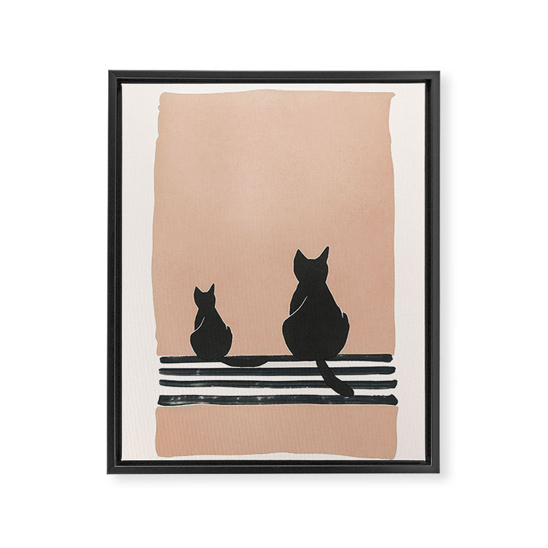 Sitting Cats Abstract Framed Canvas Print Gallery Image 6