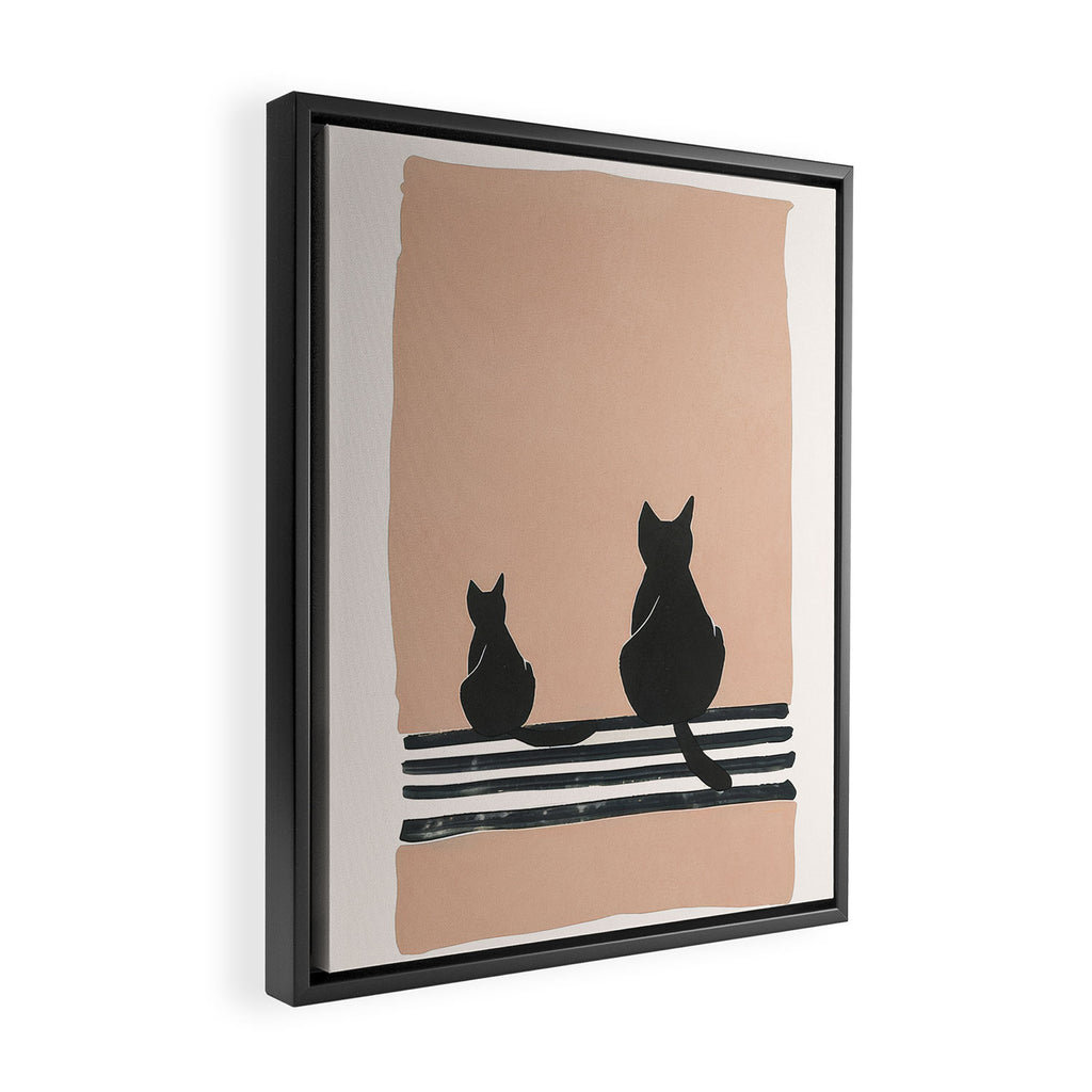 Sitting Cats Abstract Framed Canvas Print Gallery Image 2
