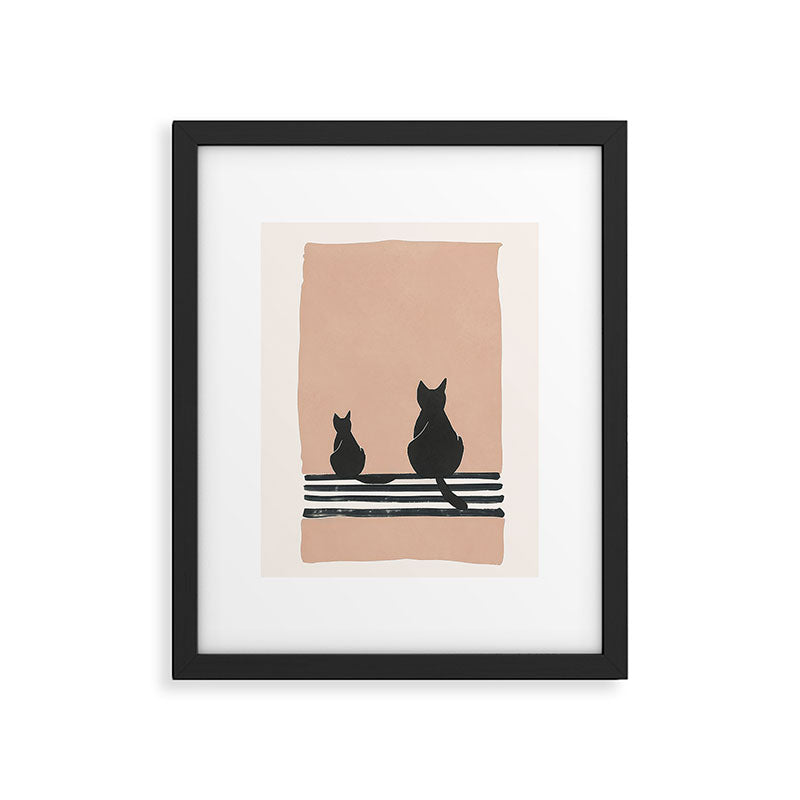 Sitting Cats Abstract Framed Art Print Gallery Image 5