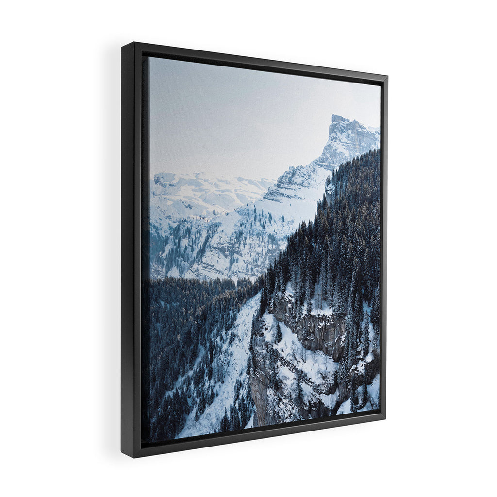Snowy Mountain Landscape Framed Canvas Print Gallery Image 2