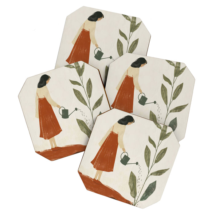 Still Life with Girl and Growing Plant Coaster Gallery Image 1