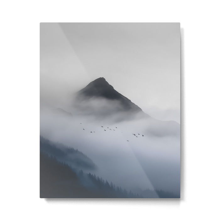 Still Summit - Birds Over Foggy Ridge Metal Print Gallery Image 1