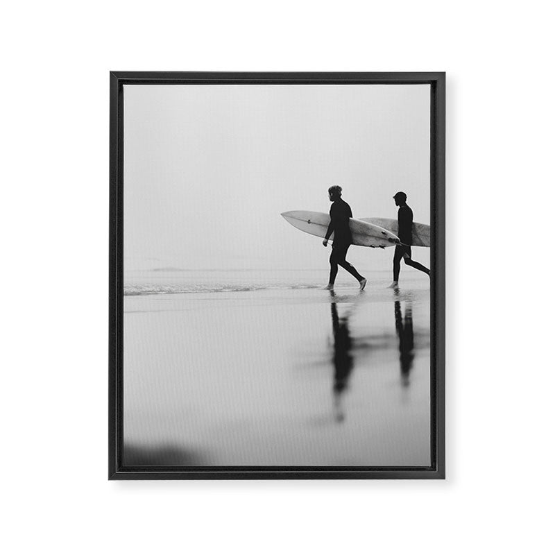 Surf Shadows - Monochrome Ocean Photography Framed Canvas Print Gallery Image 6