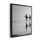 Surf Shadows - Monochrome Ocean Photography Framed Canvas Print Gallery Image 2