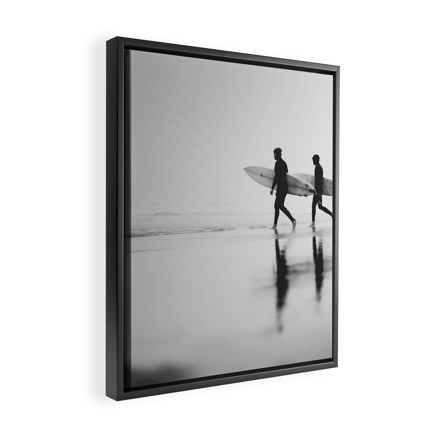 Surf Shadows - Monochrome Ocean Photography Framed Canvas Print Gallery Image 2