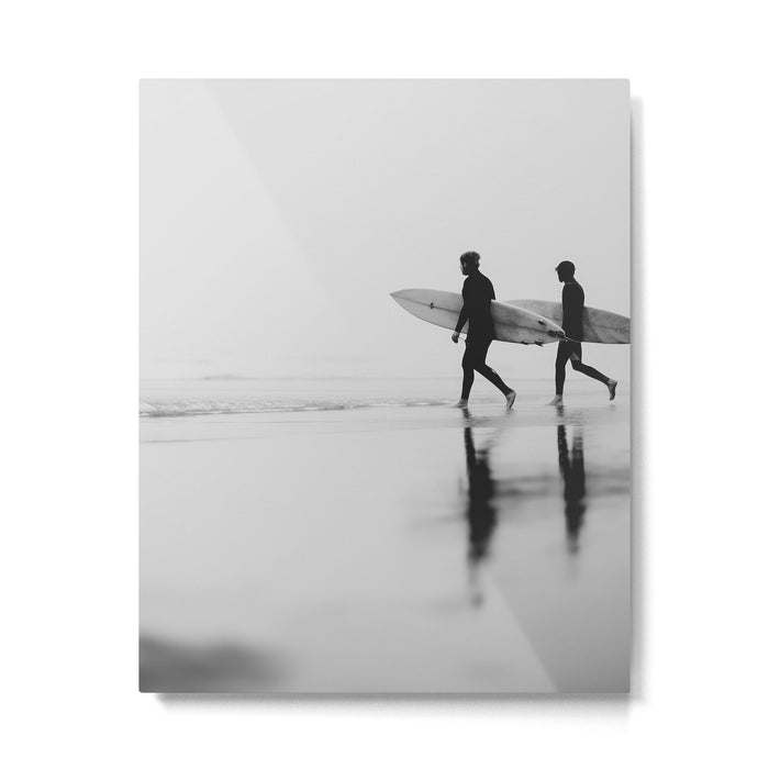 Surf Shadows - Monochrome Ocean Photography Metal Print Gallery Image 1