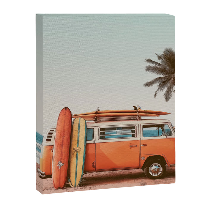 Surf Van I - Vintage Coastal Adventure Print Canvas Print Gallery Image 1