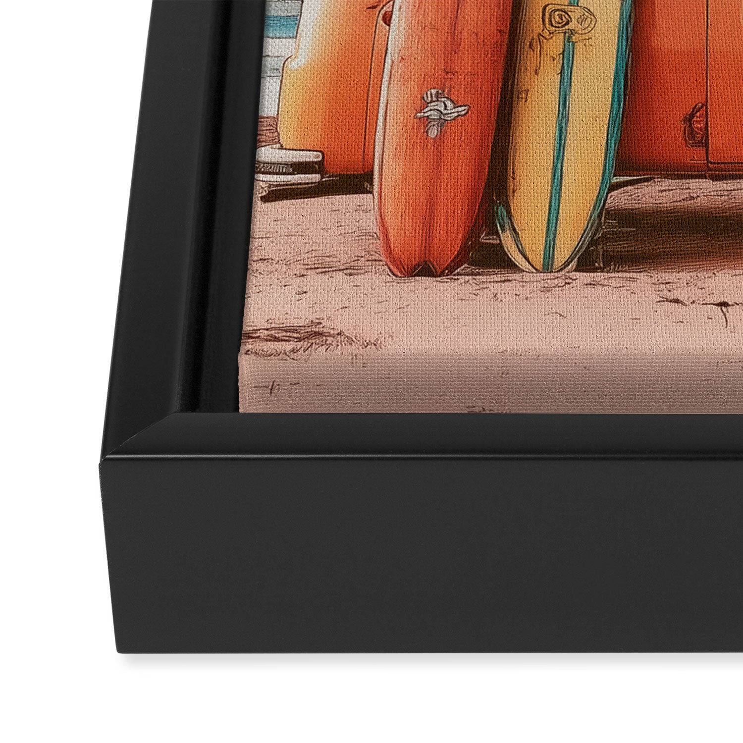 Surf Van I - Vintage Coastal Adventure Print Framed Canvas Print Gallery Image 3
