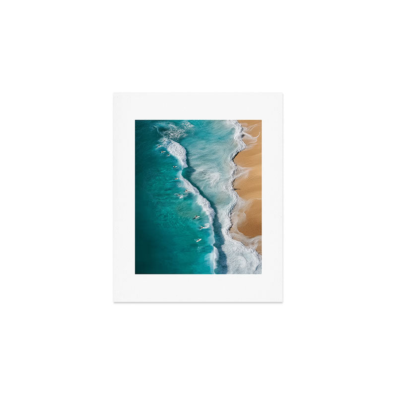 Surfers at Shore - Aerial Beach Photography Art Print Gallery Image 1