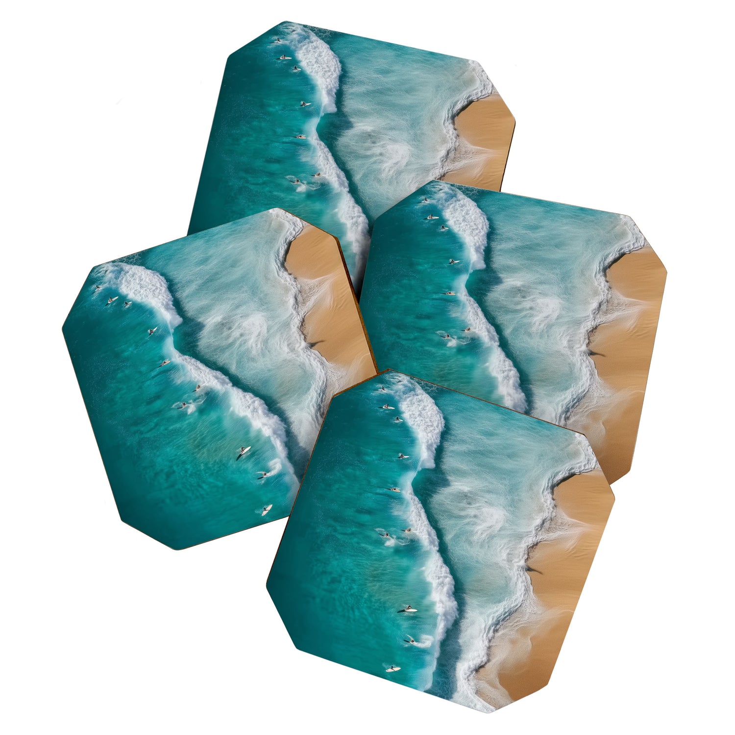 Surfers at Shore - Aerial Beach Photography Coaster Gallery Image 1