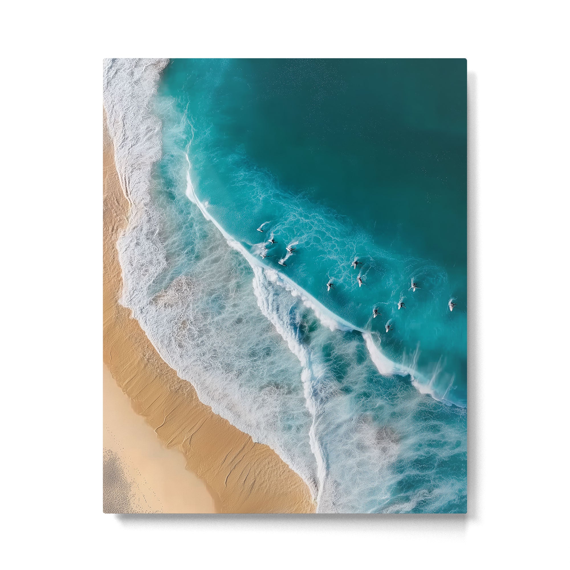 Turquoise Tides - Aerial View of Ocean Waves and Shore Metal Print Gallery Image 4