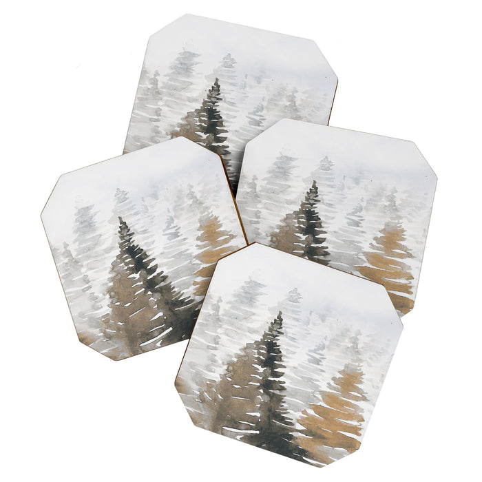 Watercolor Pine Trees 3 Coaster Gallery Image 1