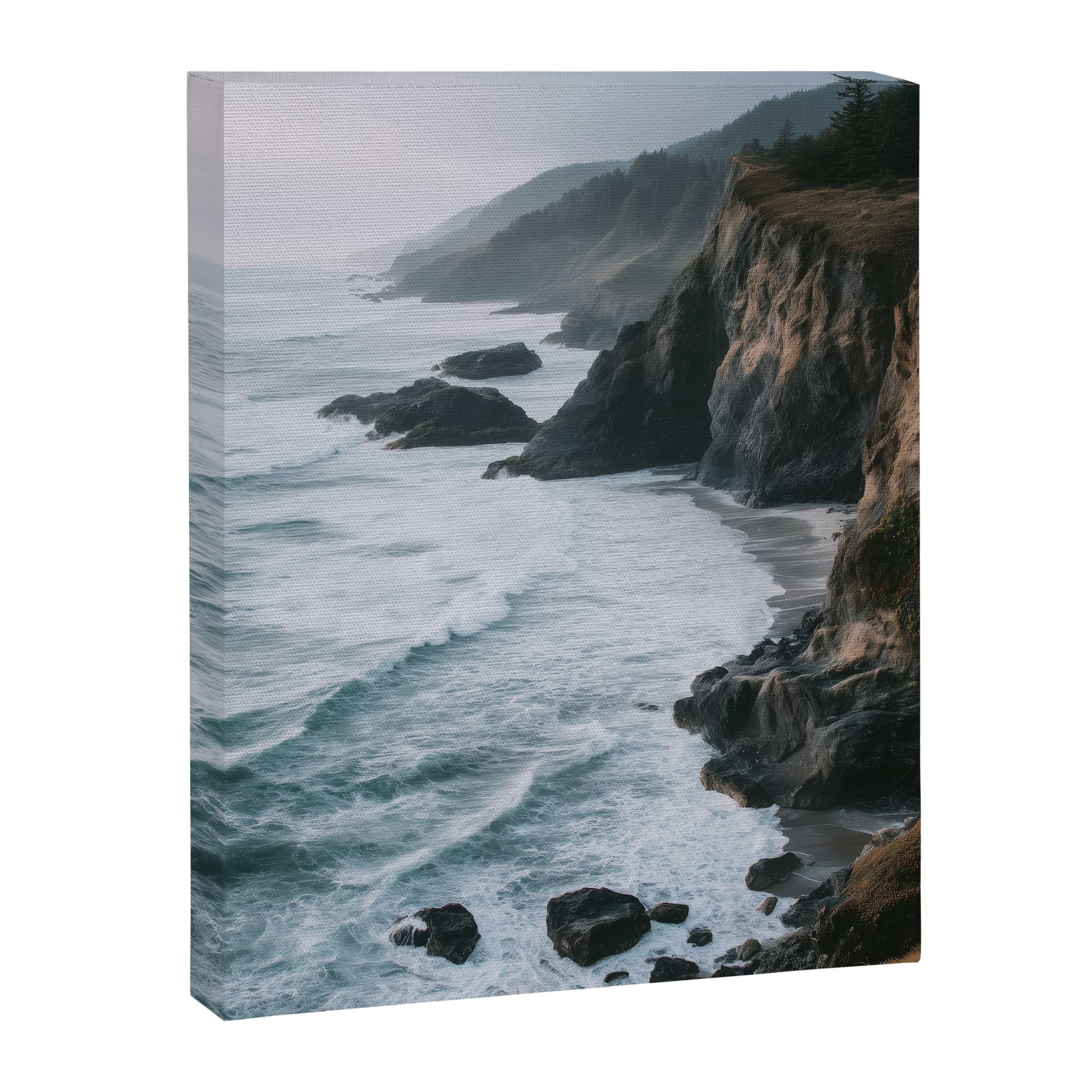 Waves Below Pines - Pacific Northwest Coast Wall Art Canvas Print Gallery Image 6