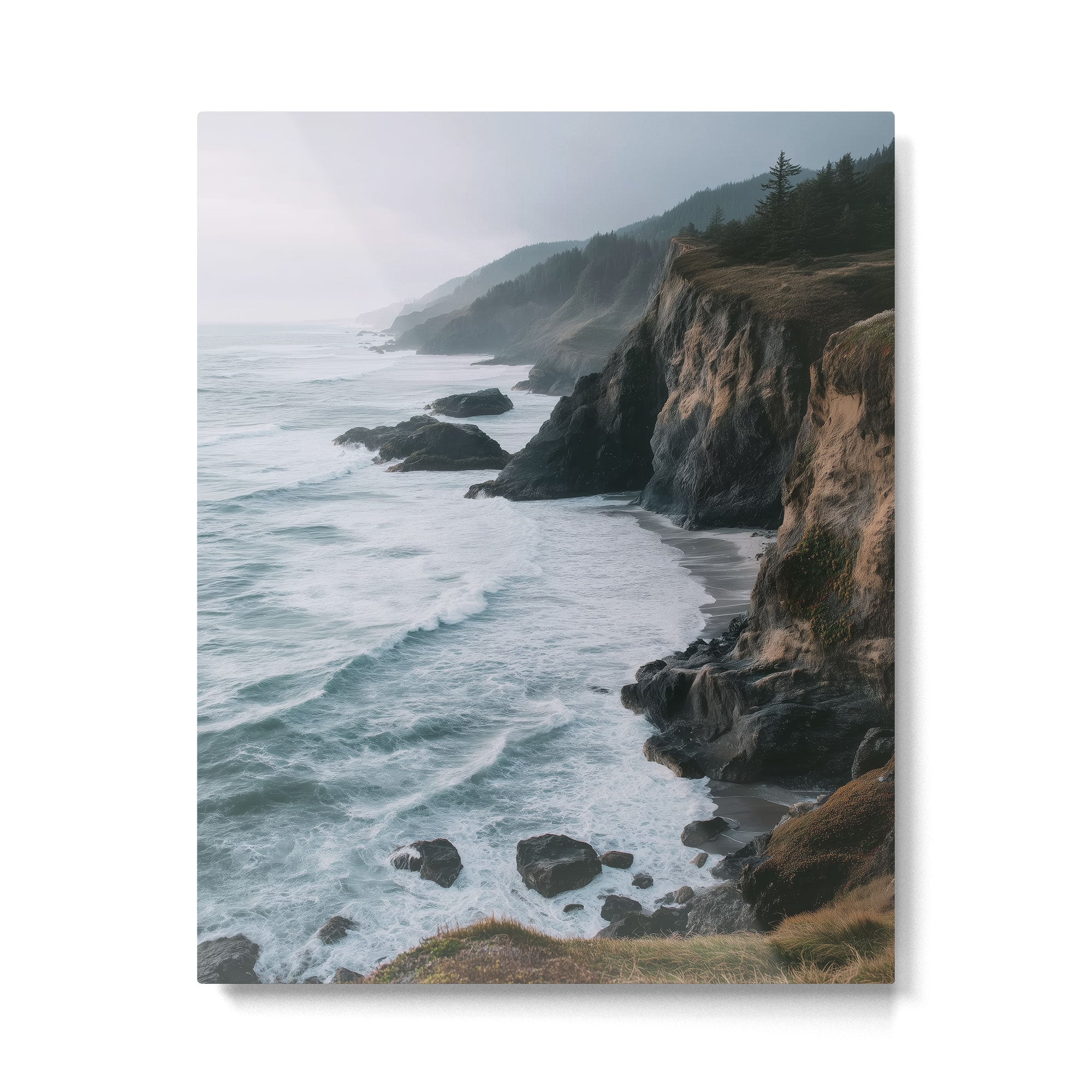 Waves Below Pines - Pacific Northwest Coast Wall Art Metal Print Gallery Image 4