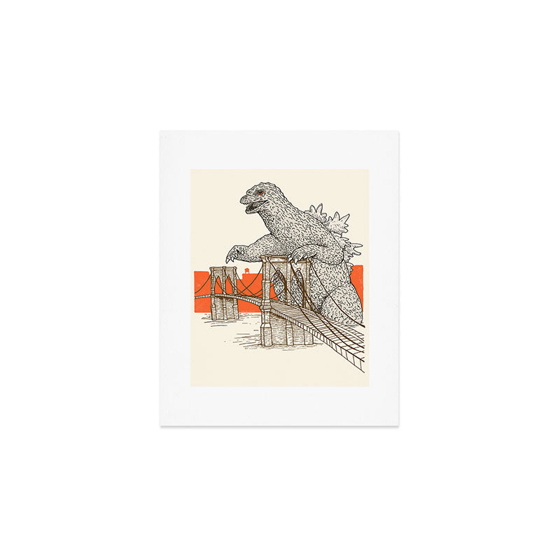 Godzilla vs. the Brooklyn Bridge Art Print Gallery Image 1