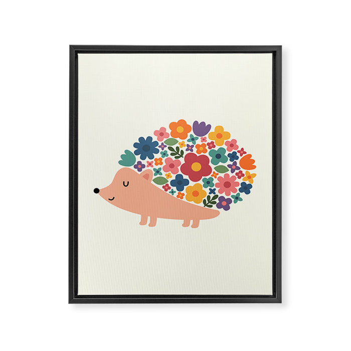 Floral Hedgehog Framed Canvas Print Gallery Image 1