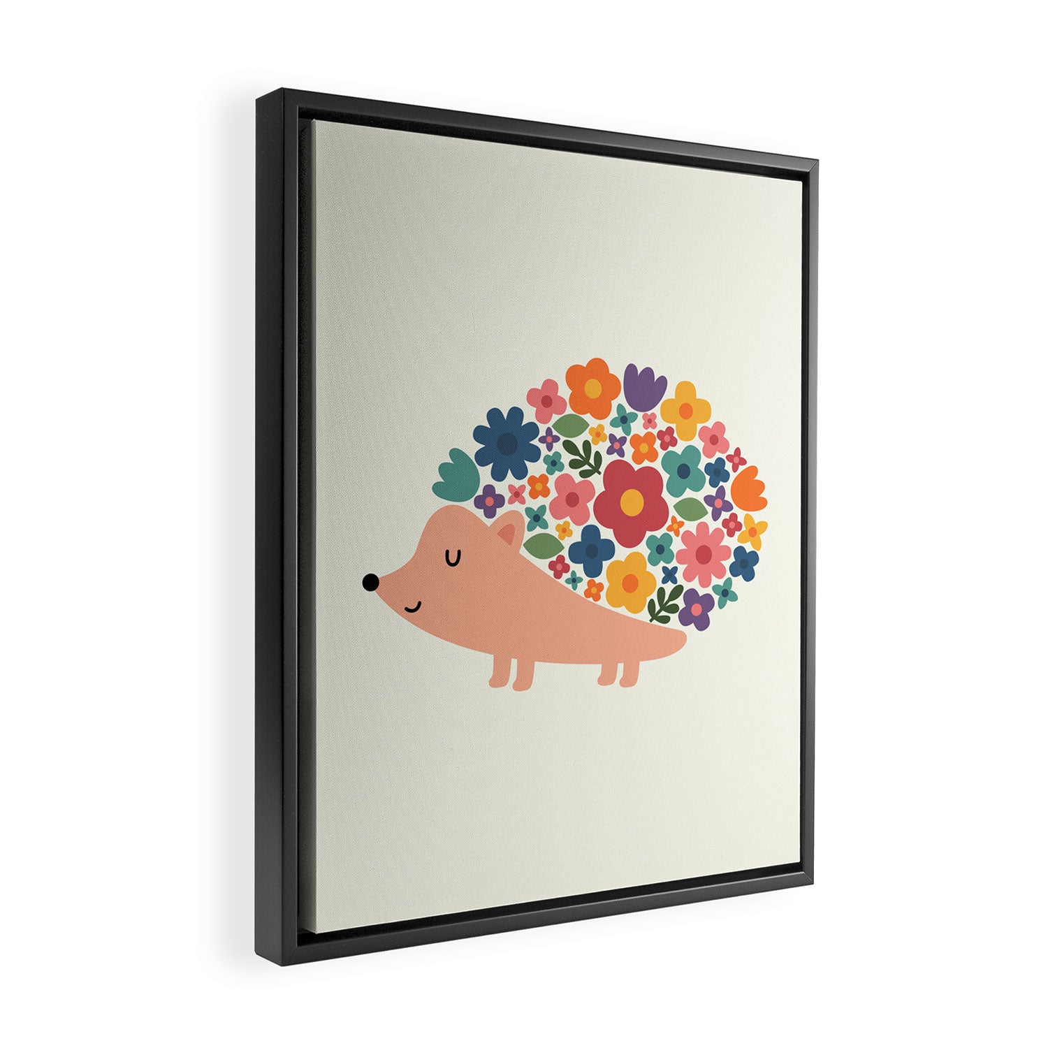 Floral Hedgehog Framed Canvas Print Gallery Image 2