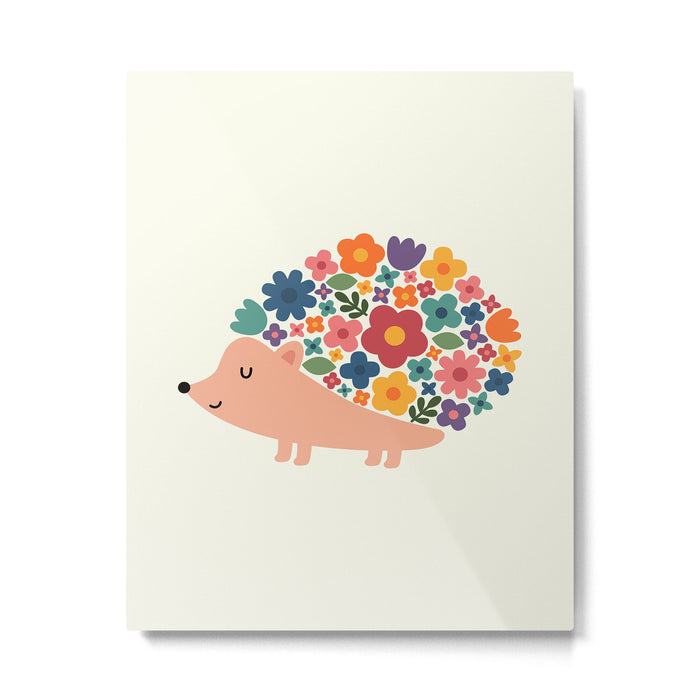 Floral Hedgehog Metal Print Gallery Image 1