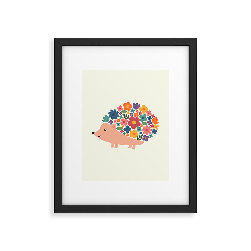 Floral Hedgehog Framed Art Print Gallery Image 6