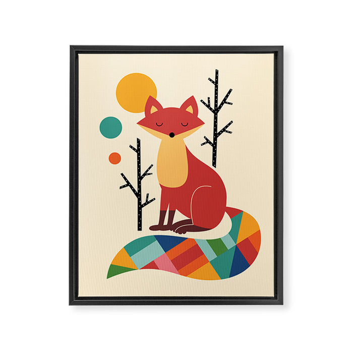 Rainbow Fox Framed Canvas Print Gallery Image 1