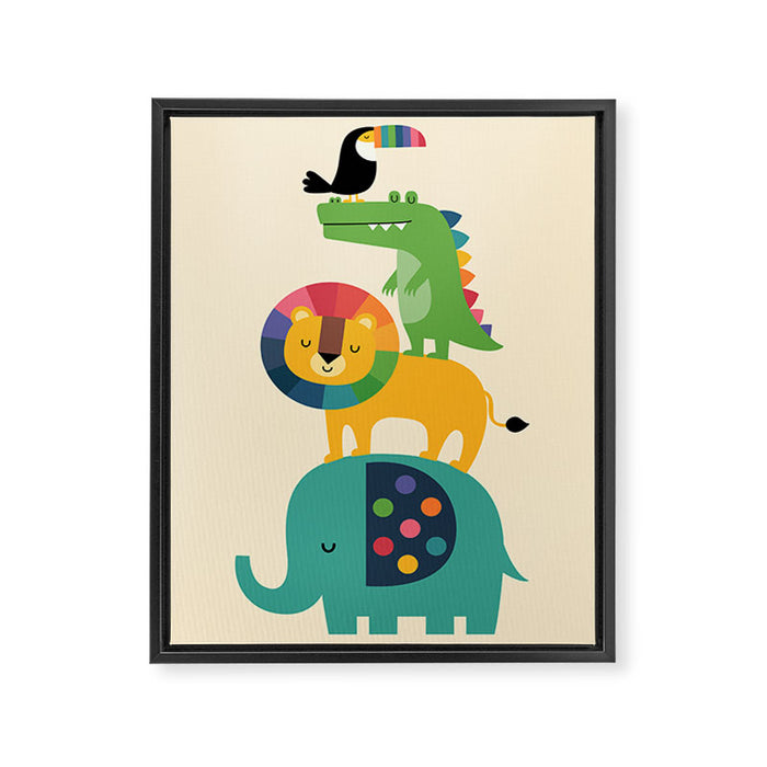 Rainbow Safari Framed Canvas Print Gallery Image 1