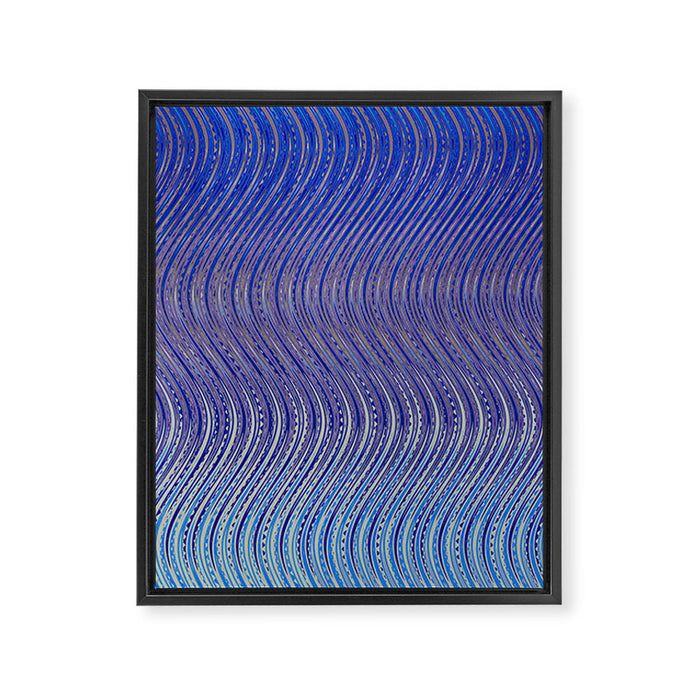 Electric Indigo Wave Symphony Framed Canvas Print Gallery Image 1