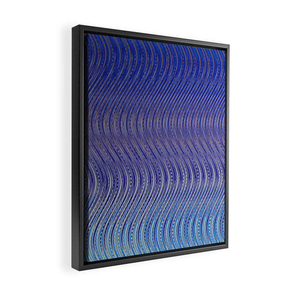 Electric Indigo Wave Symphony Framed Canvas Print Gallery Image 2