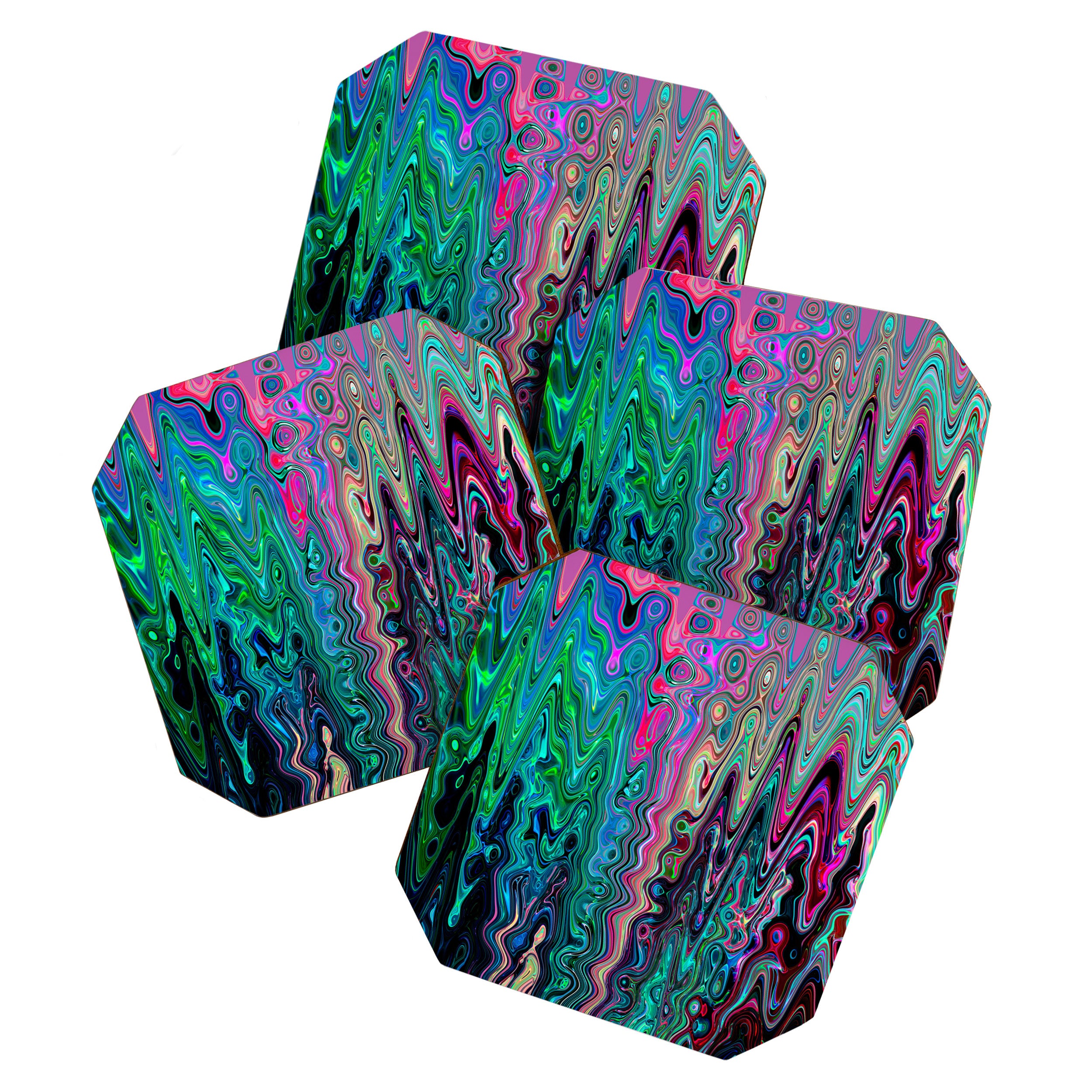 Radiant Resonance Colorful Psychedelic Distorted Paint Coaster Gallery Image 1