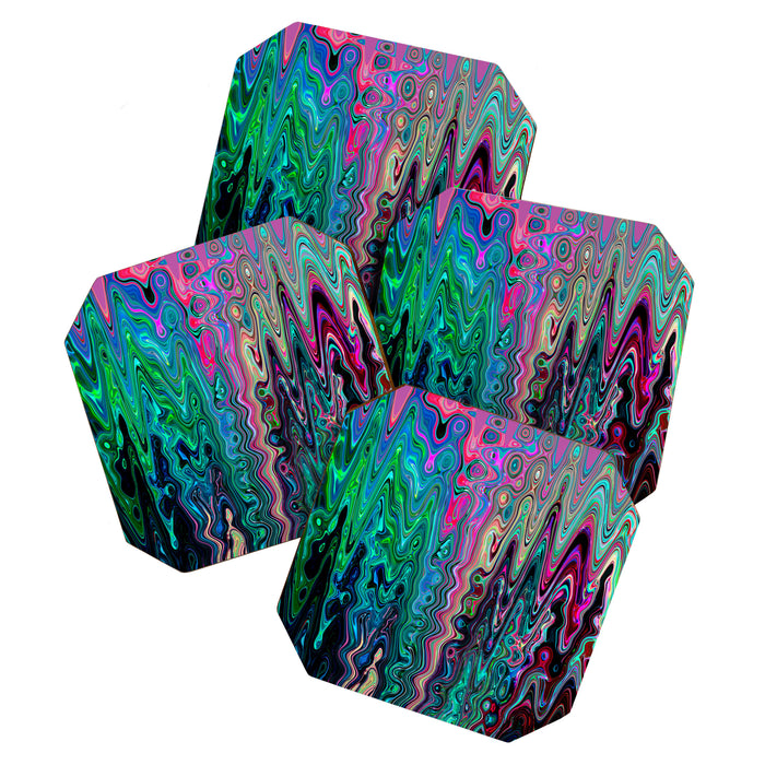 Radiant Resonance Colorful Psychedelic Distorted Paint Coaster Gallery Image 1