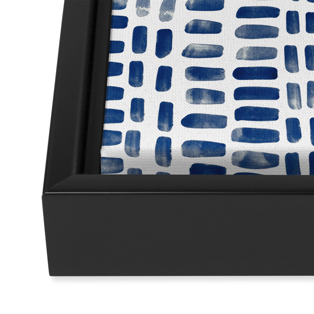Abstract rectangles - indigo Framed Canvas Print Gallery Image 3